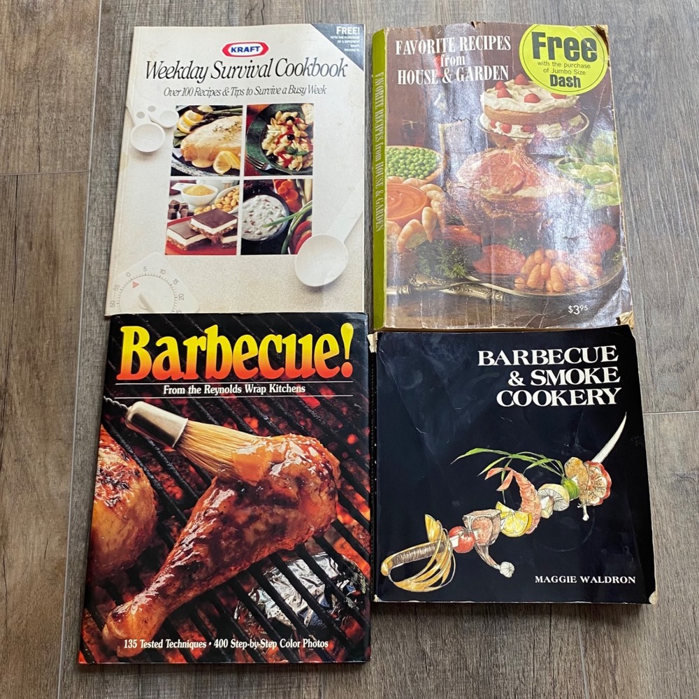 Vintage Cookbook Lot 4‎ Kraft Weekday Survival Barbecue Smoke Cookery House